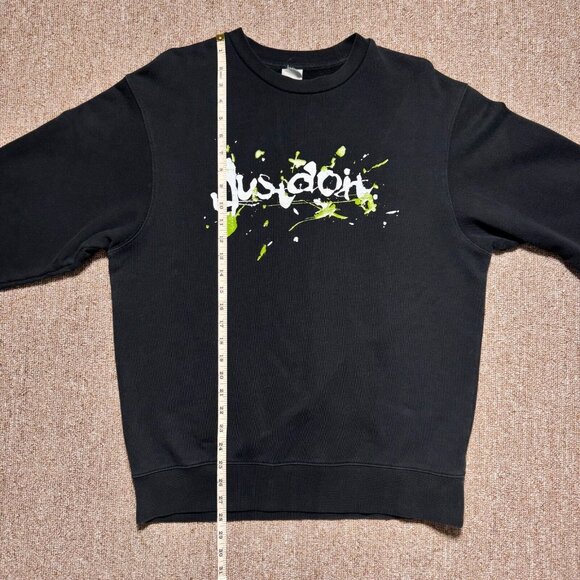 Vintage 2000's Nike Just Do It Paint Splatter Black Crew Neck Sweatshirt L-XL - Picture 5 of 9